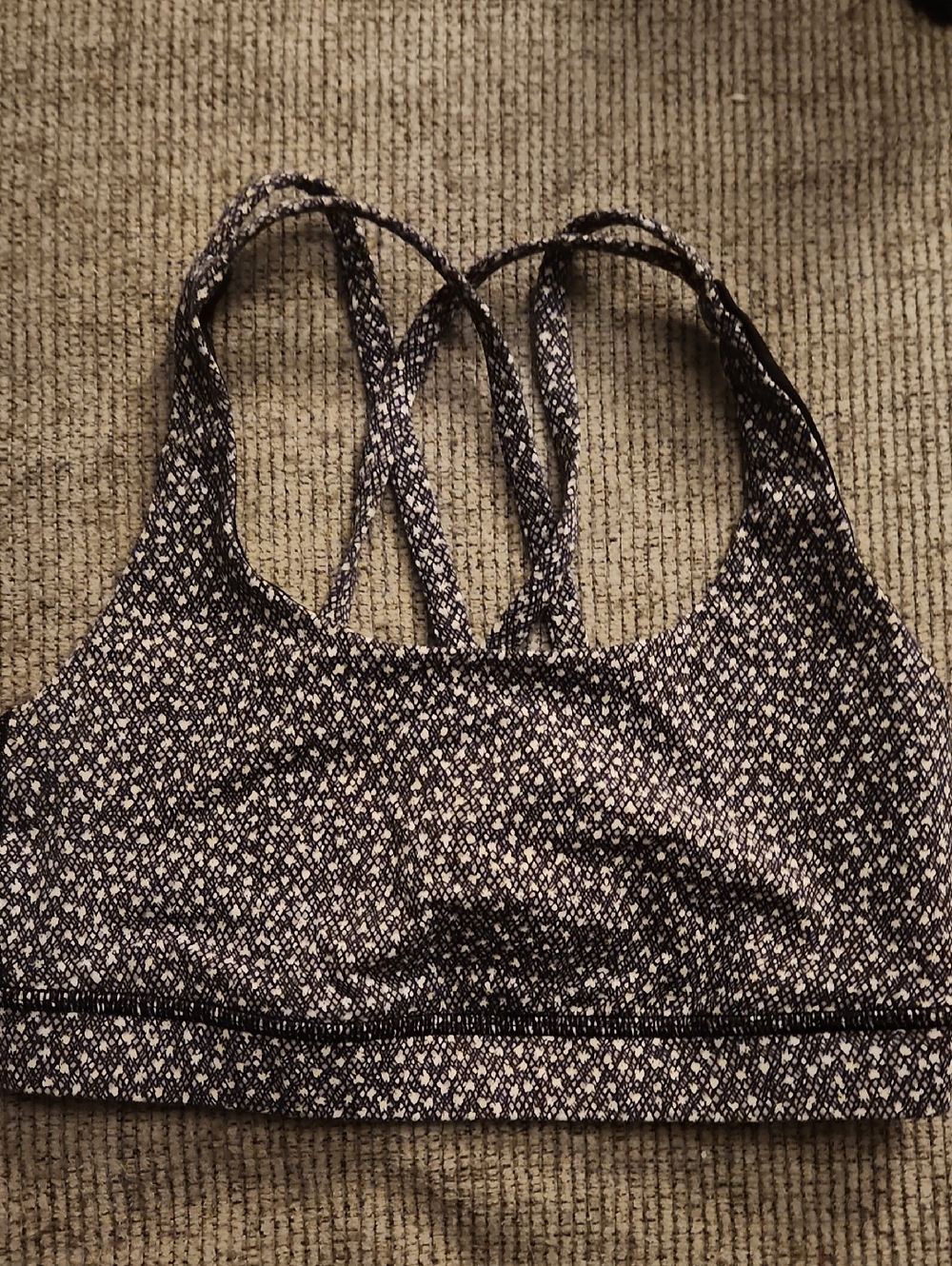 lululemon athletica Black & White Patterned Strappy Sports Bra